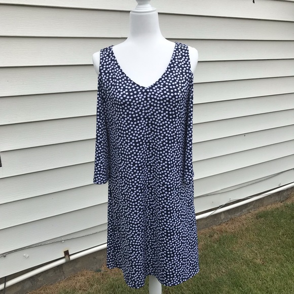 MSK petite cold shoulder blue polkadot dre… - Picture 1 of 6
